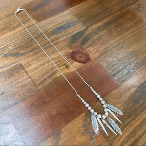 Lucky Brand Silver Long Feather Necklace